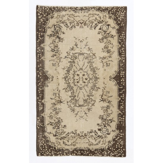 Vintage Hand Knotted Turkish Rug with Floral Medallion Design